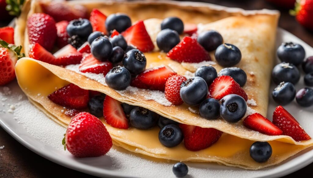 crepe stuffed with cheese and fruit