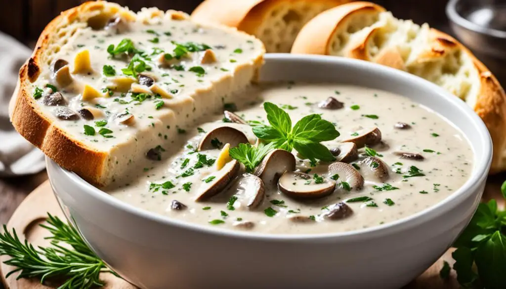 creamy mushroom soup with herbs
