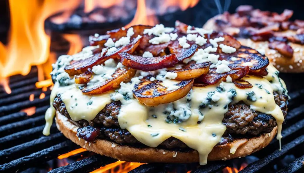 grilled blue cheese burger